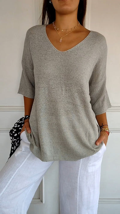 Nova™ | Airy V-Neck Top with ¾ Sleeves