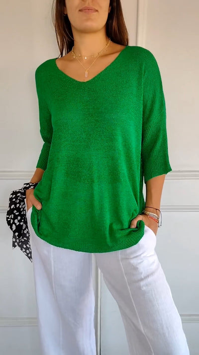 Nova™ | Airy V-Neck Top with ¾ Sleeves