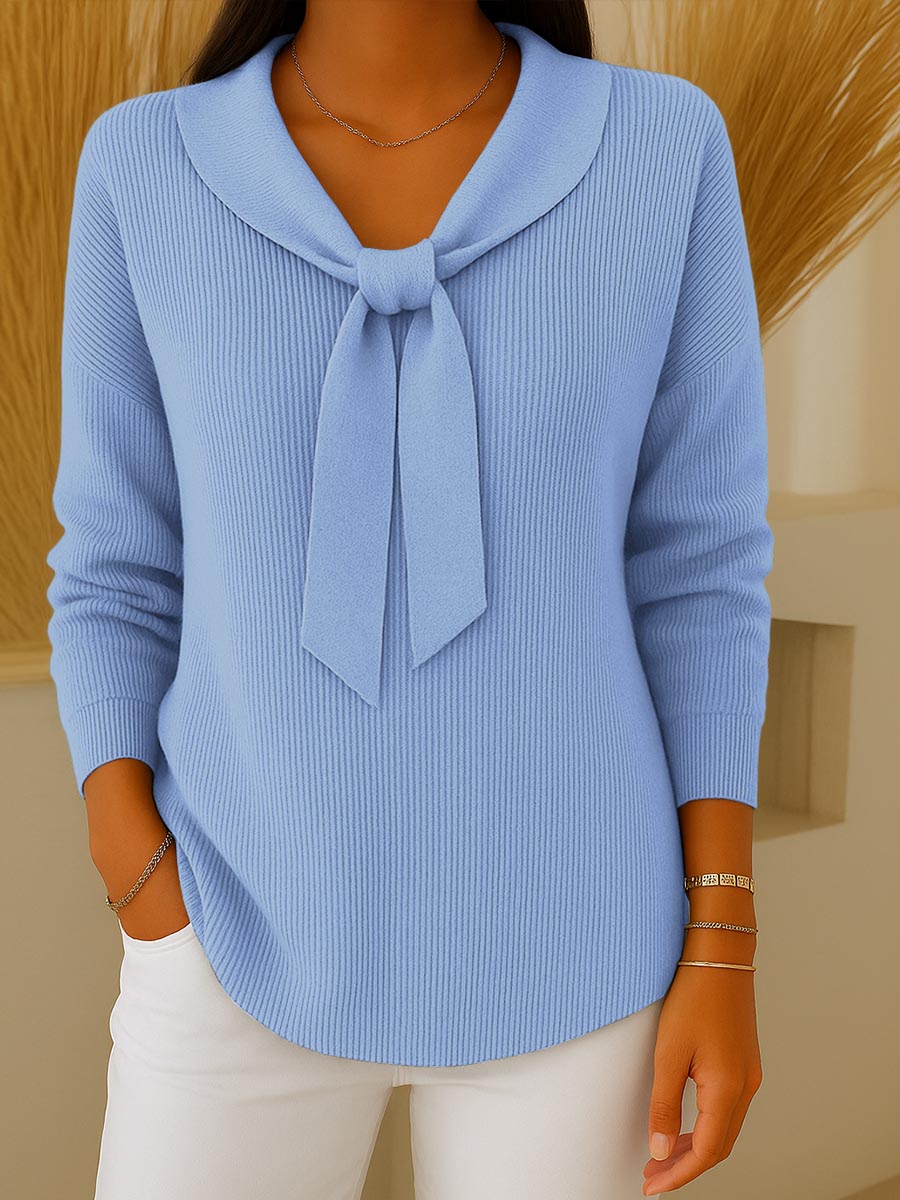 Elora™ | Elegant Bow-Collar Knit