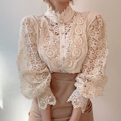 Sigrid™ | Long-Sleeve Shirt with Lace and Details