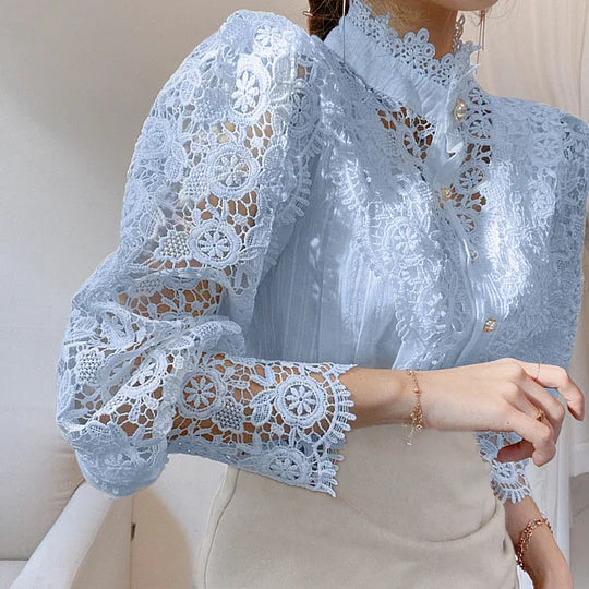 Sigrid™ | Long-Sleeve Shirt with Lace and Details