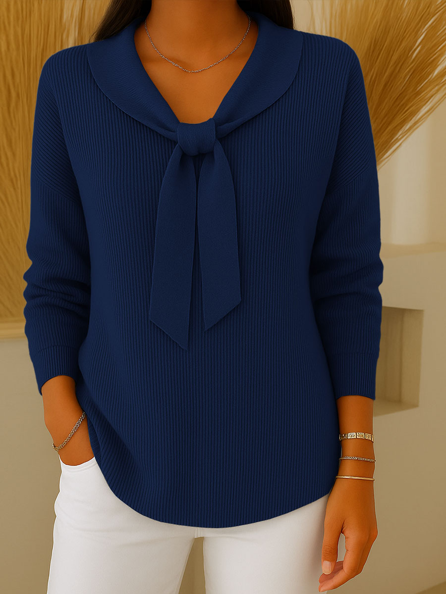 Elora™ | Elegant Bow-Collar Knit